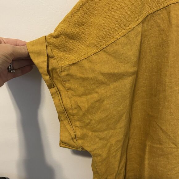 Bella Umbra Tunic top Womens 3X Yellow Linen Cotton Made Italy Boho beach office - Picture 4 of 11